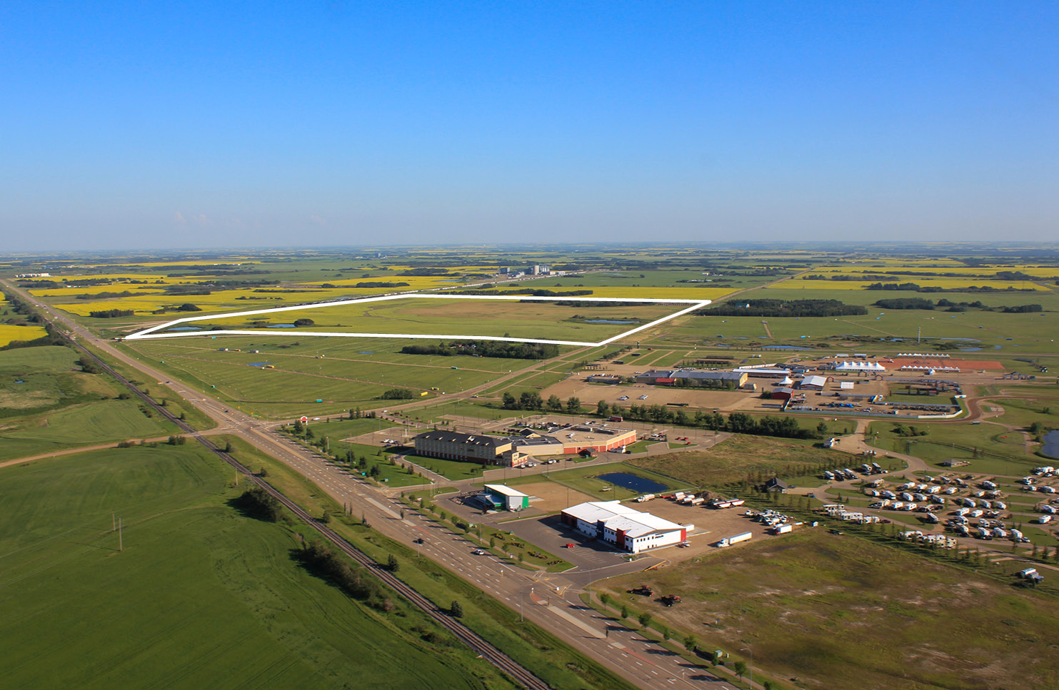 aerial photo of the city of camrose lot for sale