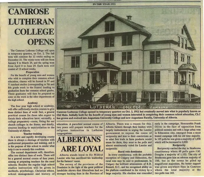 Camrose Lutheran College Opens